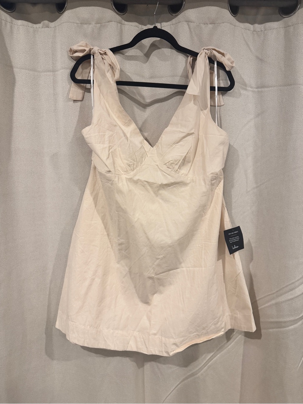 Lulus Cream Tie-Shoulder Mini Dress NWT